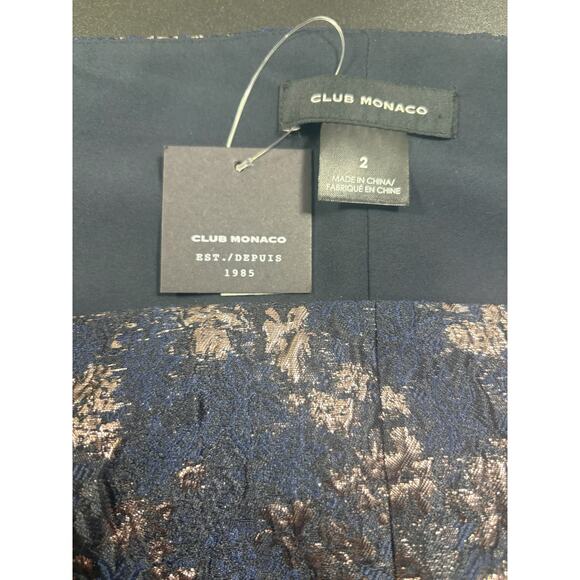 Club Monaco NWT Brocade Puff Sleeve Blouse in Blue Multi in Size 2 MSRP $150 - Picture 5 of 5